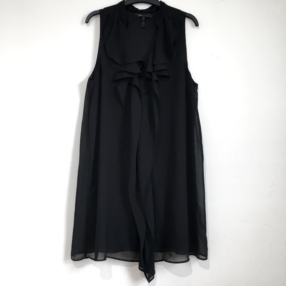 BCBG MAXAZRIA Ashley Ruffle Front V-neck sleeveless Chiffon Pull On Mini Dress - Picture 4 of 16